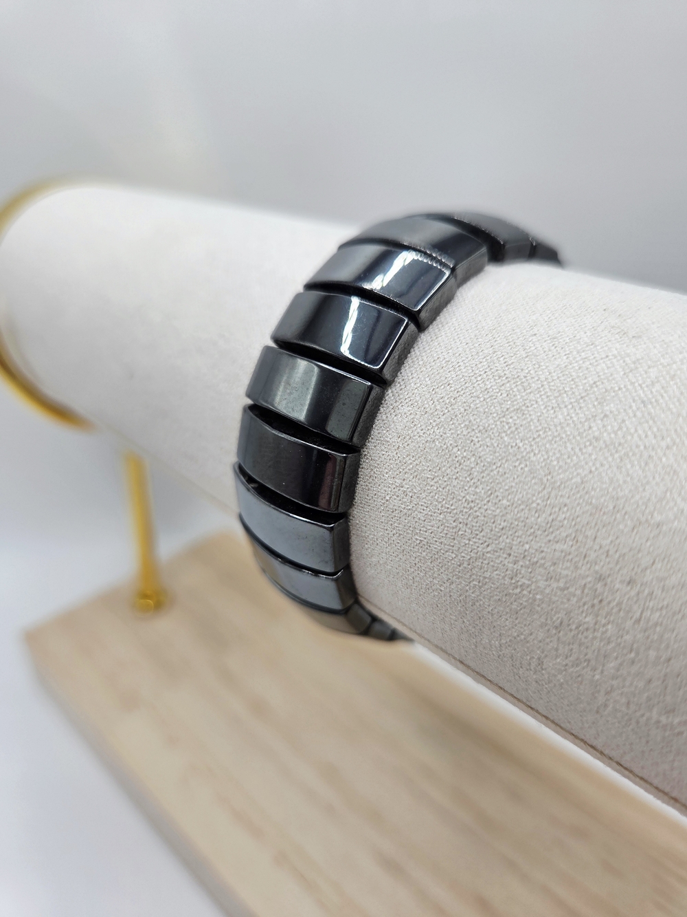 Polished Black Hematite Stretch Bracelet